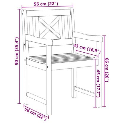 Tuinstoel 6 Pcs 56 X 56 X 90 Cm Massief Acaciahout Kruislatten
