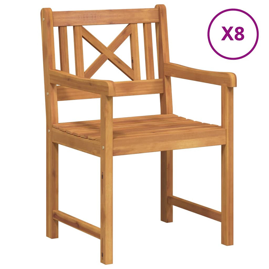 Tuinstoel 8 Pcs 56 X 56 X 90 Cm Massief Acaciahout Kruislatten