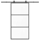 Schuifdeur met beslagset 102x205 cm aluminium zwart