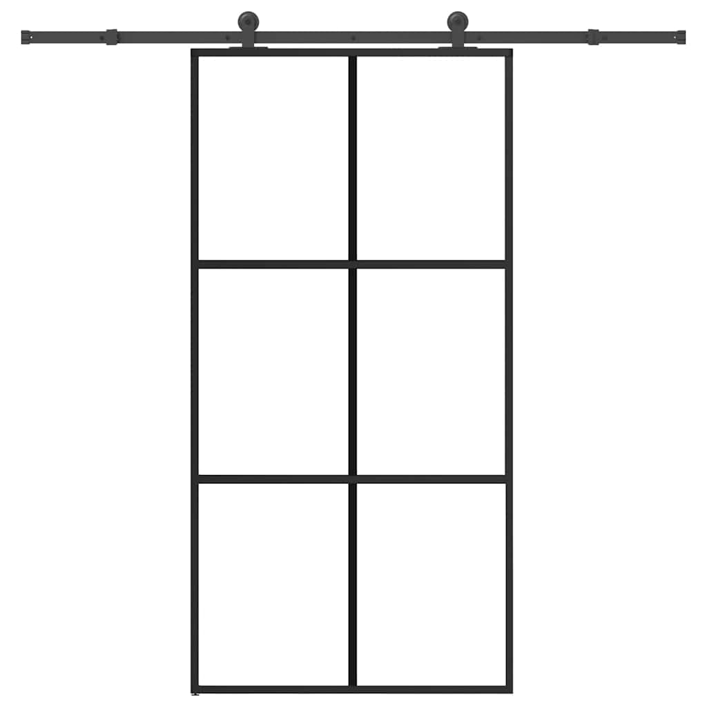 Schuifdeur met beslagset 102x205 cm aluminium en ESG-glas