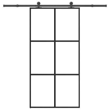 Schuifdeur met beslagset 102x205 cm aluminium en ESG-glas