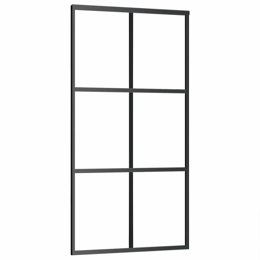 Schuifdeur met beslagset 102x205 cm aluminium en ESG-glas