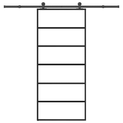 Schuifdeur Met Beslag 90X205 Cm Esg-Glas En Aluminium 90 x 205 cm (213.5 cm) 5 horizontale stangen