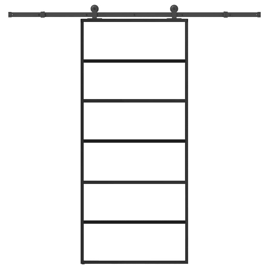 Schuifdeur Met Beslag 90X205 Cm Esg-Glas En Aluminium 90 x 205 cm (213.5 cm) 5 horizontale stangen