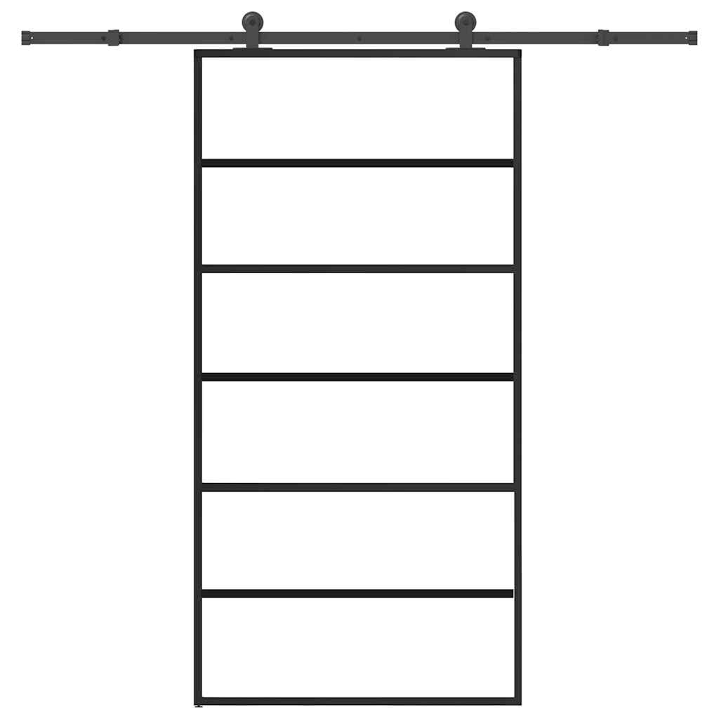 Schuifdeur met beslagset 102x205 cm aluminium en ESG-glas