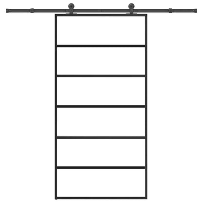 Schuifdeur met beslagset 102x205 cm aluminium en ESG-glas
