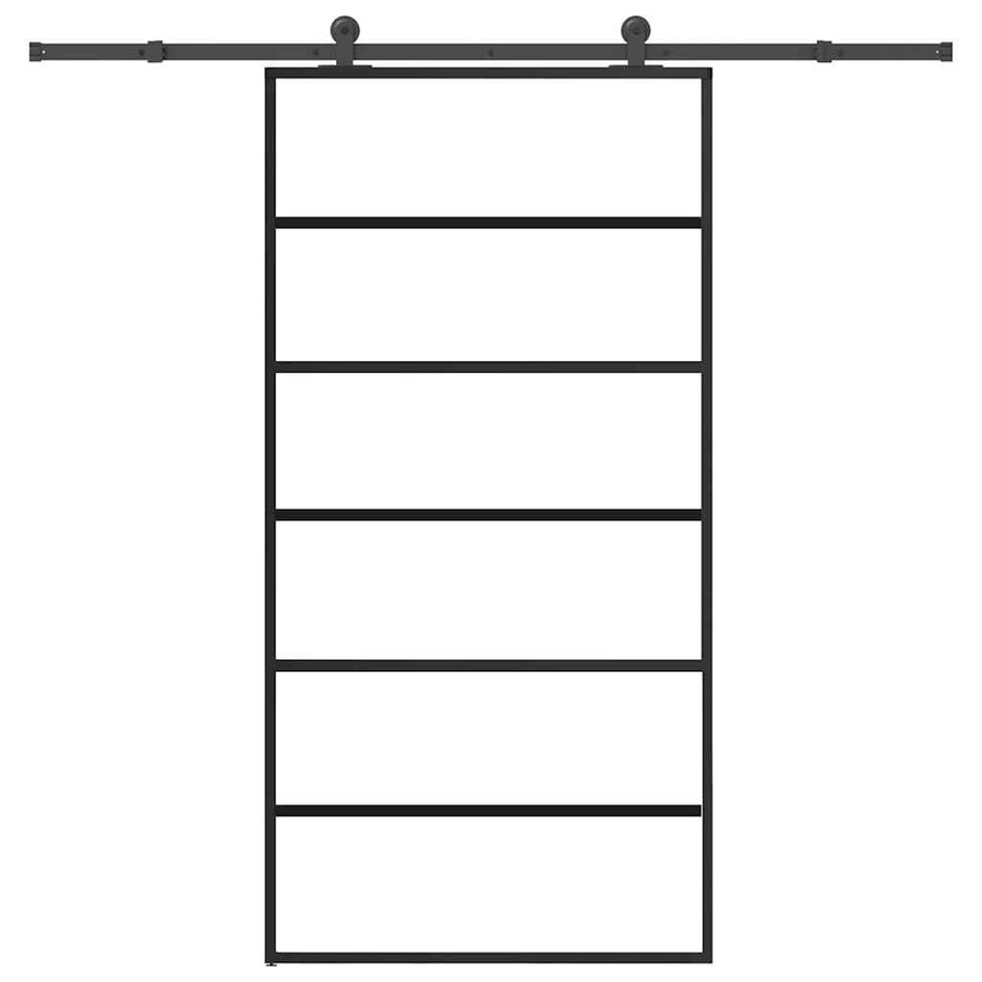 Schuifdeur met beslagset 102x205 cm aluminium en ESG-glas