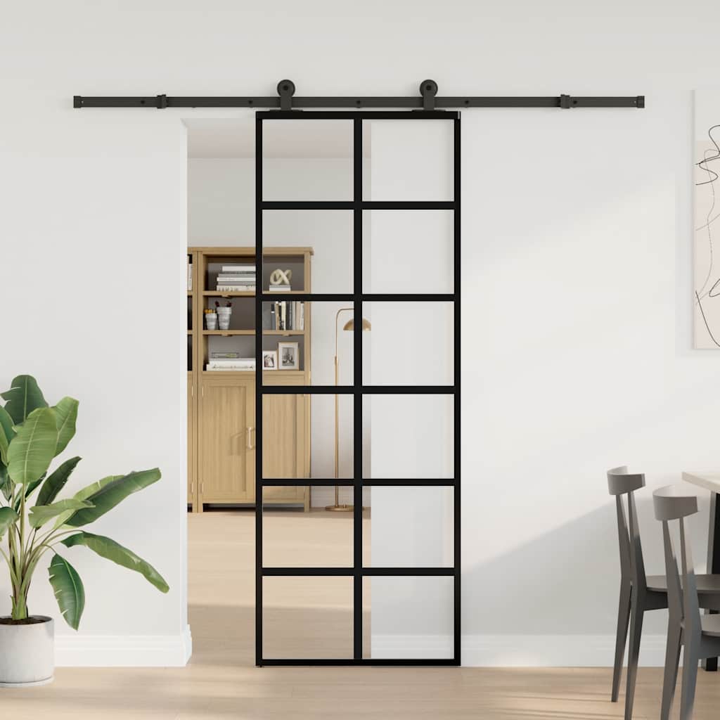 Schuifdeur met beslag 76x205 cm ESG-glas en aluminium