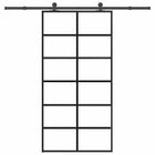 Schuifdeur 102x205 cm aluminium zwart ESG-glas