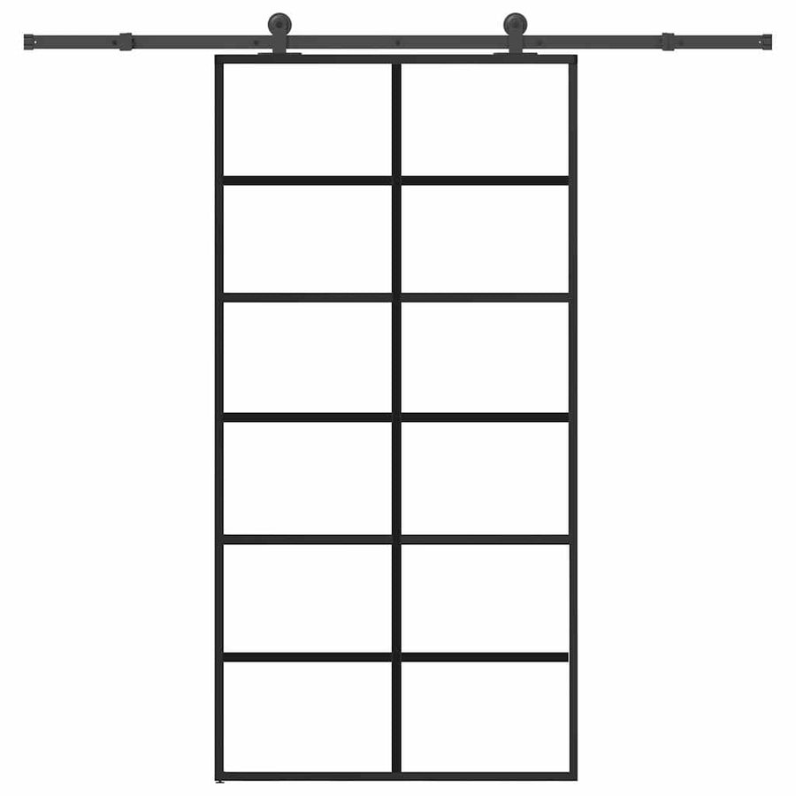 Schuifdeur met beslagset 102x205 cm aluminium en ESG-glas