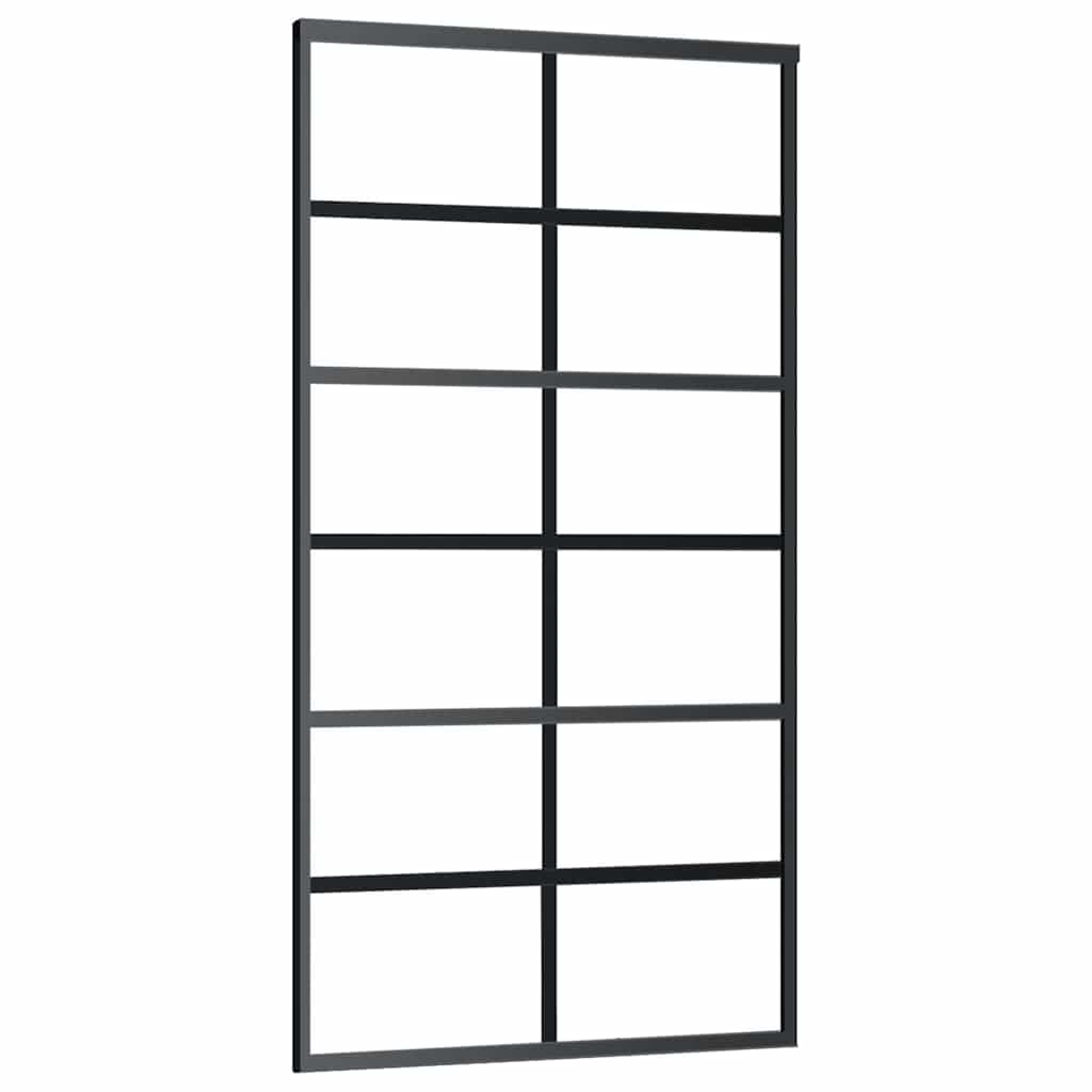 Schuifdeur met beslagset 102x205 cm aluminium en ESG-glas