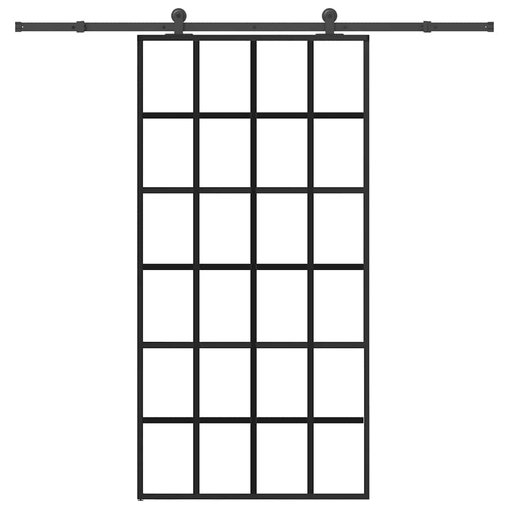 Schuifdeur met beslagset 102x205 cm aluminium en ESG-glas