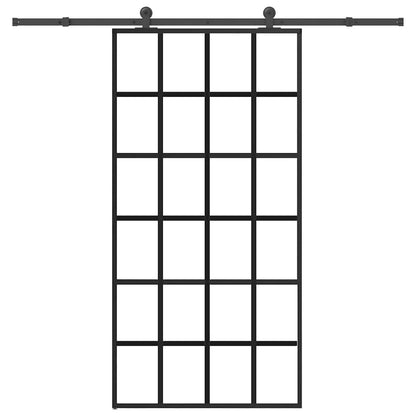 Schuifdeur met beslagset 102x205 cm aluminium en ESG-glas