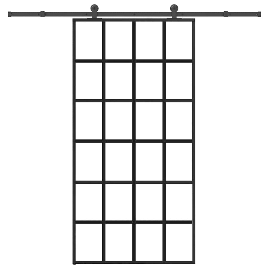 Schuifdeur met beslagset 102x205 cm aluminium en ESG-glas