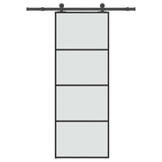 Schuifdeur 76x205 cm ESG-glas aluminium zwart