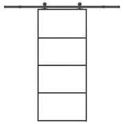 Schuifdeur 90x205 cm ESG-glas aluminium zwart