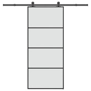 Schuifdeur 90x205 cm ESG-glas aluminium zwart
