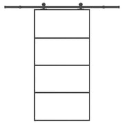 Schuifdeur met beslag 102,5x205 cm glas aluminium zwart