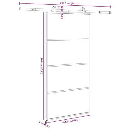Schuifdeur met beslag 102,5x205 cm ESG-glas en aluminium