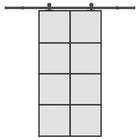 Schuifdeur 102,5x205 cm mat glas aluminium zwart