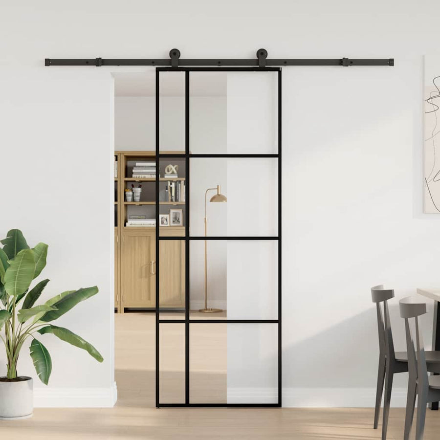 Schuifdeur met beslag 76x205 cm ESG-glas en aluminium