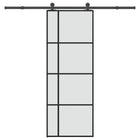 Schuifdeur 76x205 cm ESG-glas aluminium zwart
