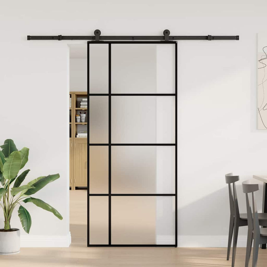 Schuifdeur met beslag 90x205 cm ESG-glas en aluminium