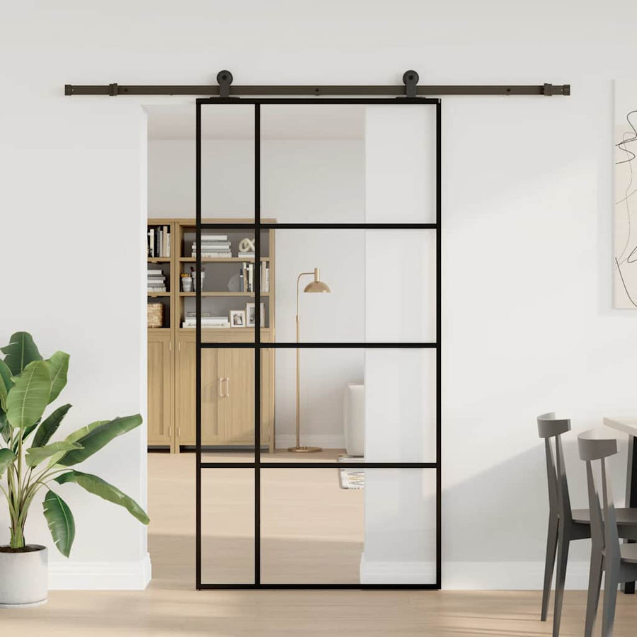 Schuifdeur Met Beslag 102,5X205 Cm Esg-Glas En Aluminium 102.5 x 205 cm (213.5 cm) Doorzichtig