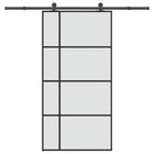 Schuifdeur 102,5x205 cm ESG-glas aluminium zwart