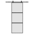 Schuifdeur met beslag 76x205 cm gehard glas en aluminium