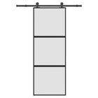 Schuifdeur 76x205 cm mat glas aluminium zwart