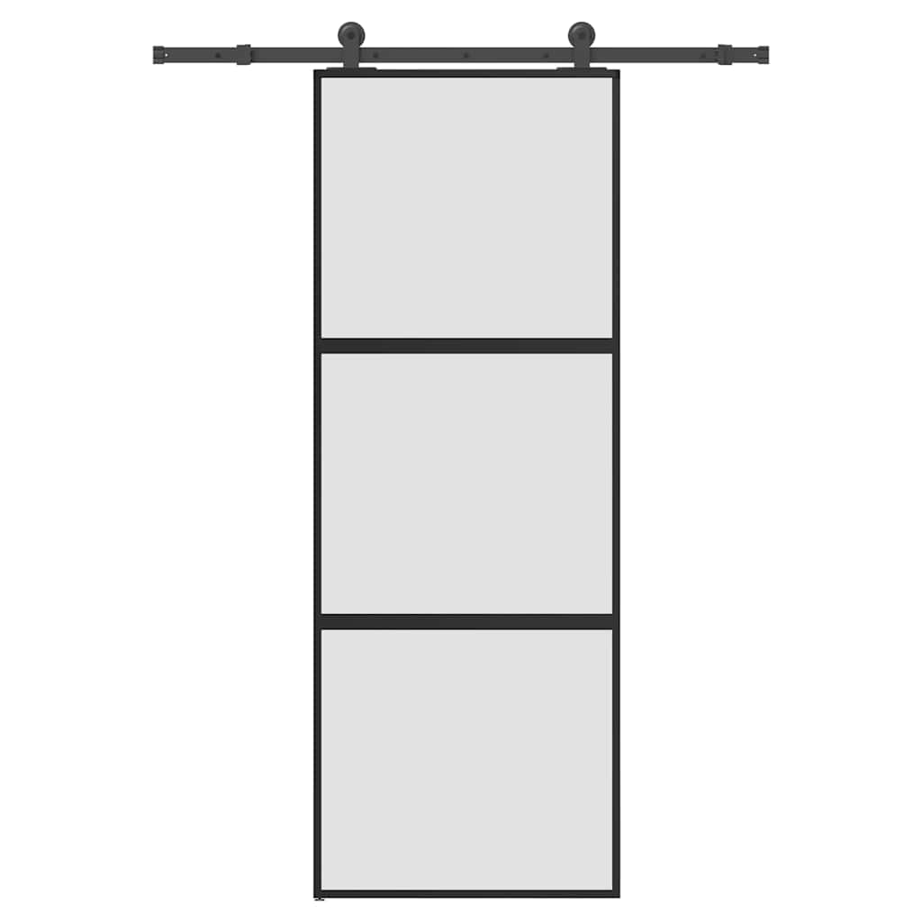 Schuifdeur met beslag 76x205 cm gehard glas en aluminium