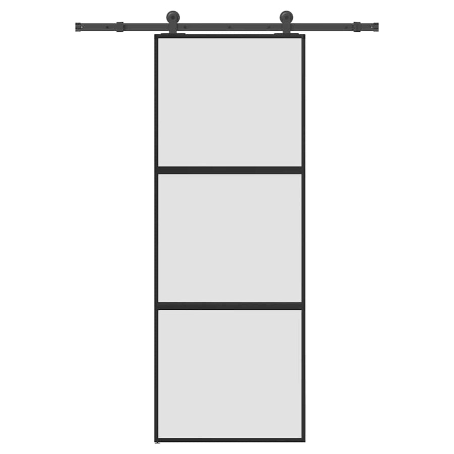 Schuifdeur met beslag 76x205 cm gehard glas en aluminium