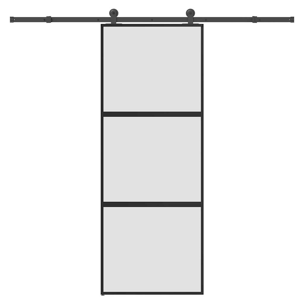 Schuifdeur met beslag 76x205 cm gehard glas en aluminium