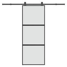 Schuifdeur met beslag 76x205 cm gehard glas en aluminium