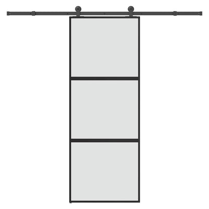 Schuifdeur met beslag 76x205 cm gehard glas en aluminium