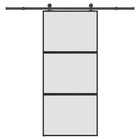 Schuifdeur 90x205 cm gehard glas aluminium zwart
