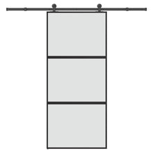 Schuifdeur met beslag 90x205 cm gehard glas en aluminium