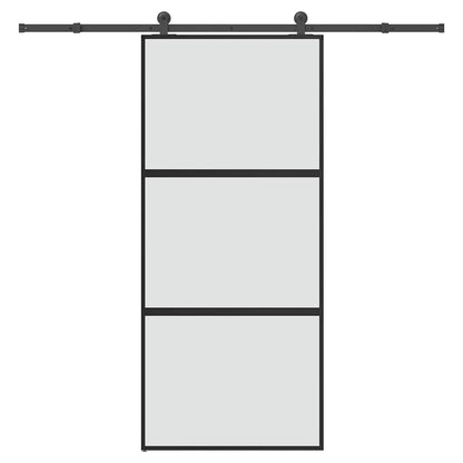 Schuifdeur met beslag 90x205 cm gehard glas en aluminium
