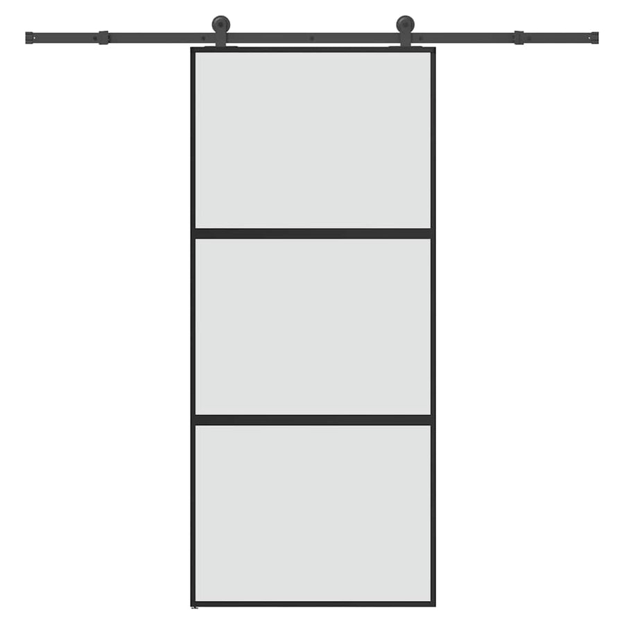 Schuifdeur met beslag 90x205 cm gehard glas en aluminium