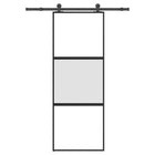 Schuifdeur 76x205 cm gehard glas aluminium zwart