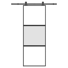 Schuifdeur met beslag 76x205 cm gehard glas en aluminium