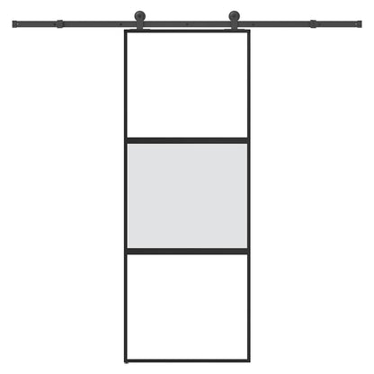 Schuifdeur met beslag 76x205 cm gehard glas en aluminium