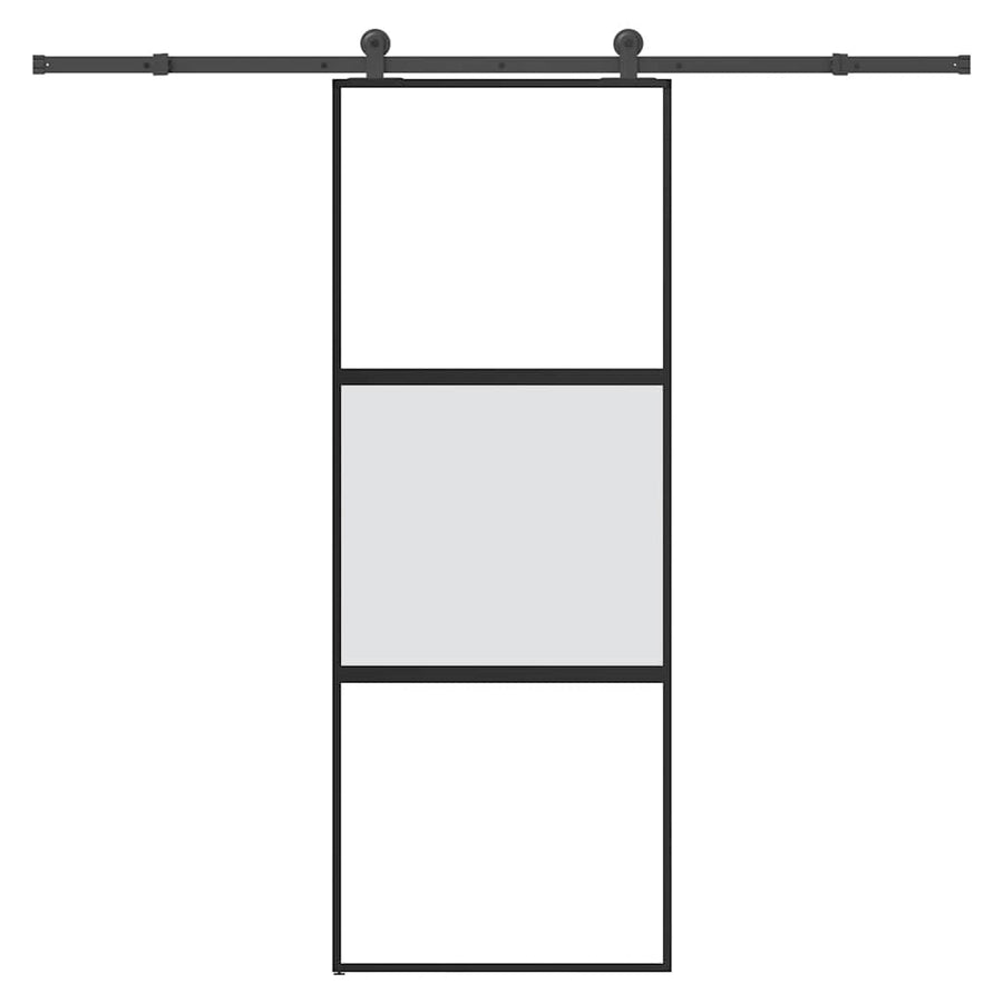 Schuifdeur met beslag 76x205 cm gehard glas en aluminium