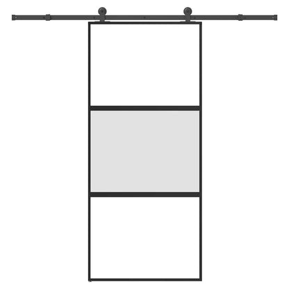 Schuifdeur met beslag 90x205 cm gehard glas en aluminium