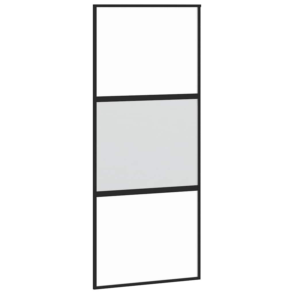 Schuifdeur met beslag 90x205 cm gehard glas en aluminium