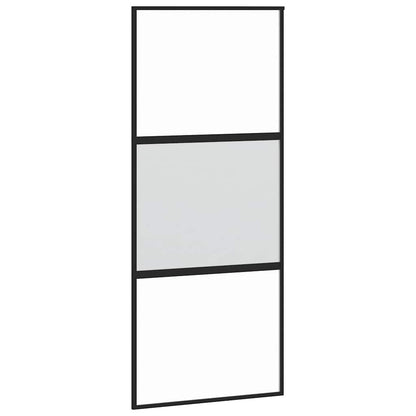 Schuifdeur met beslag 90x205 cm gehard glas en aluminium