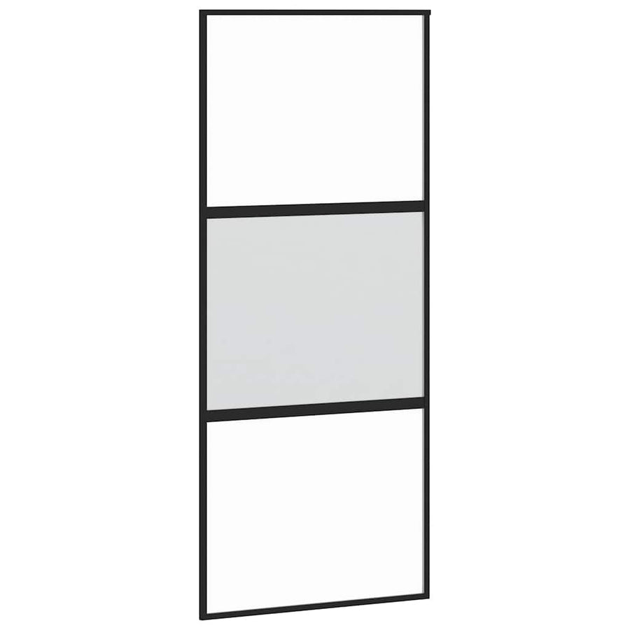 Schuifdeur met beslag 90x205 cm gehard glas en aluminium