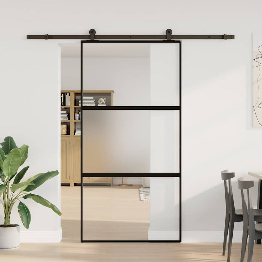 Schuifdeur met beslag 102,5x205 cm gehard glas en aluminium