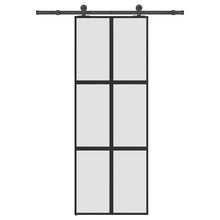 Schuifdeur met beslag 76x205 cm gehard glas en aluminium